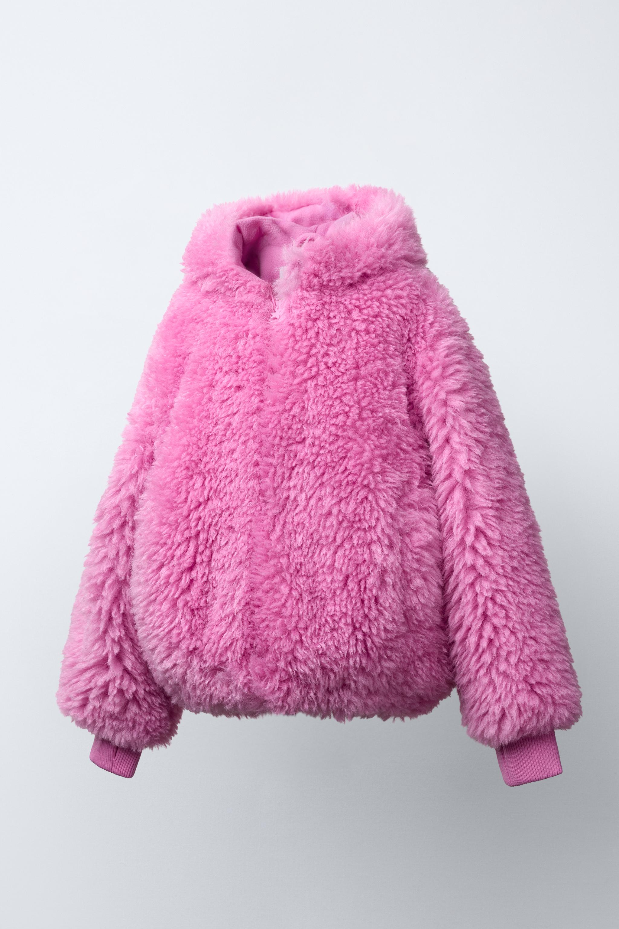 FAUX FUR JACKET WITH HOODIE